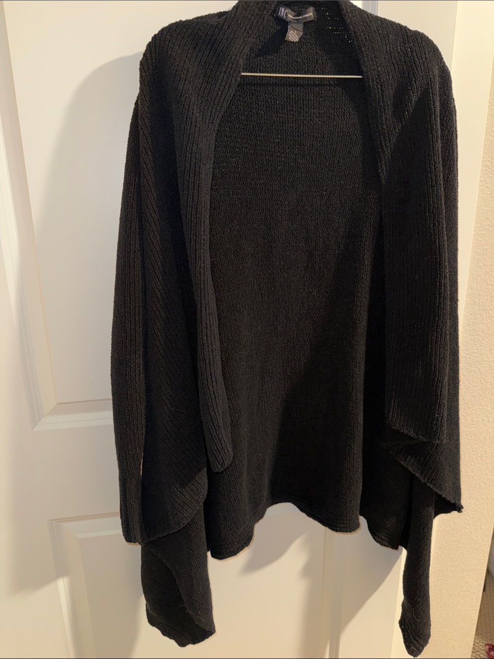 INC International Concepts Black Open-Front Knit Poncho